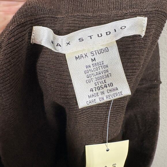Max Studio Size Medium Knit Fit & Flare Skirt Brown Cotton Rayon Blend Pull On - Picture 5 of 6